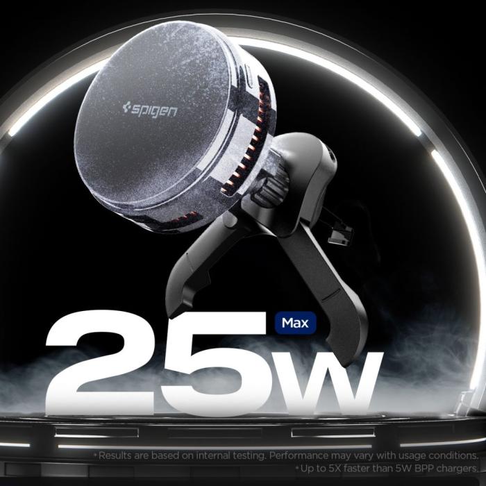 Bild 3, Spigen Qi2.2 Magnetisk MagSafe Billaddare Luftventil Svart