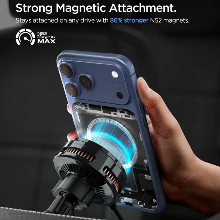 Bild 5, Spigen Qi2.2 Magnetisk MagSafe Billaddare Luftventil Svart