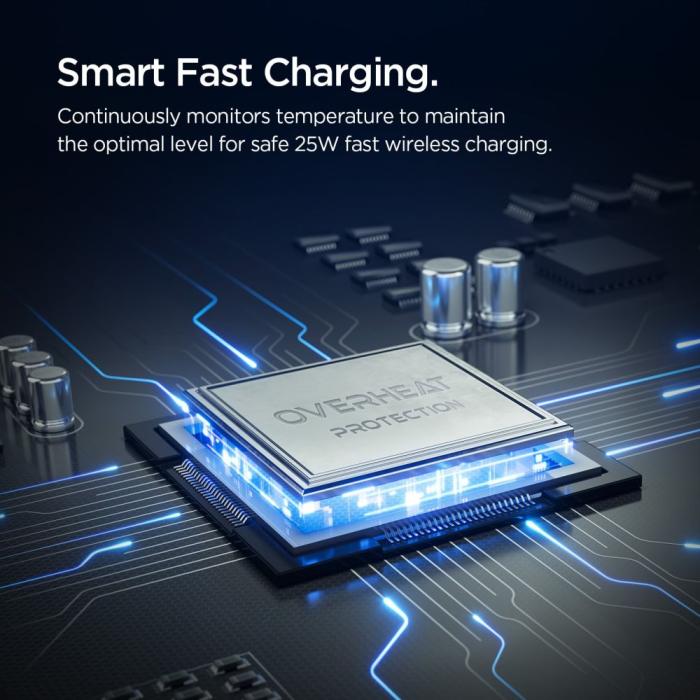 Bild 6, Spigen Qi2.2 Magnetisk MagSafe Billaddare Luftventil Svart