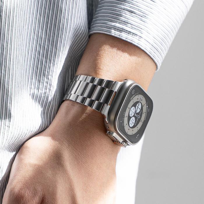 Bild 4, Ringke Apple Watch 42/44/45/46/49 mm Armband Metal OneAir Silver