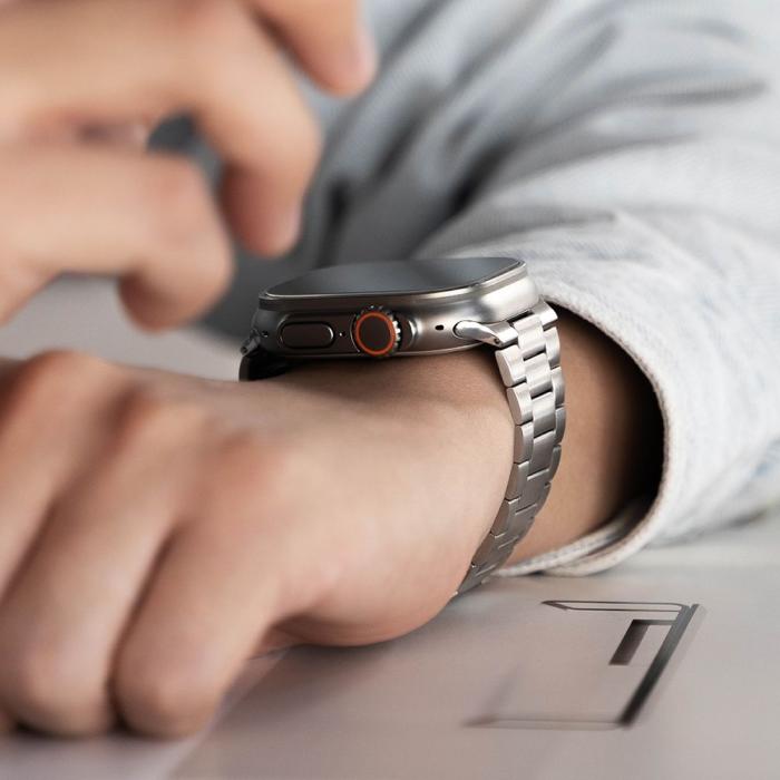 Bild 6, Ringke Apple Watch 42/44/45/46/49 mm Armband Metal OneAir Silver