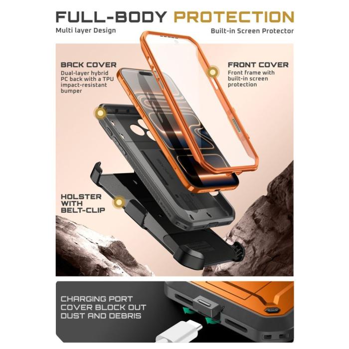 Bild 6, Supcase iPhone 17 Pro Skal Unicorn Beetle Pro Coral
