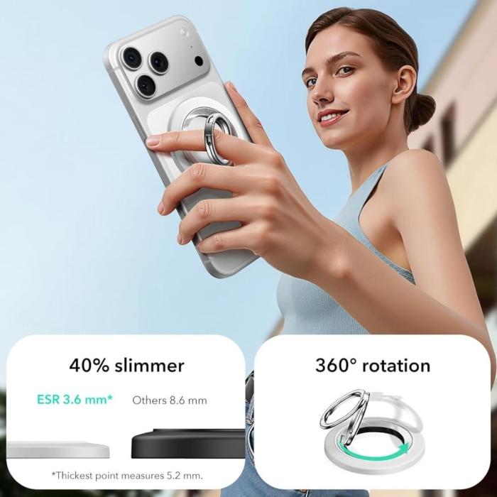 Bild 2, ESR Magnetisk MagSafe Ringhållare 360 HaloLock Vit