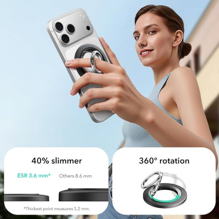 Bild 3, ESR Magnetisk MagSafe Ringhållare 360 HaloLock Svart