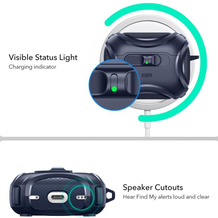 Bild 2, ESR AirPods Pro 3 Skal MagSafe Cyber FlickLock HaloLock Blå