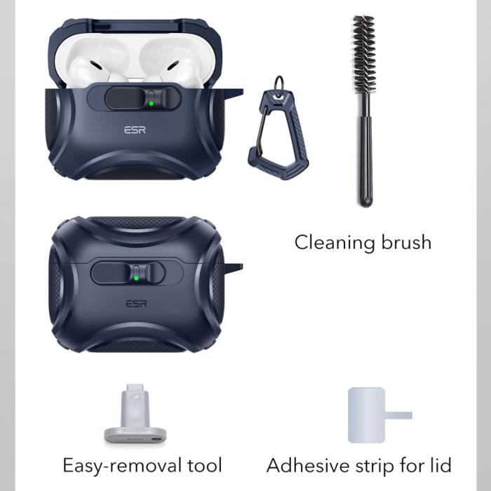 Bild 6, ESR AirPods Pro 3 Skal MagSafe Cyber FlickLock HaloLock Blå