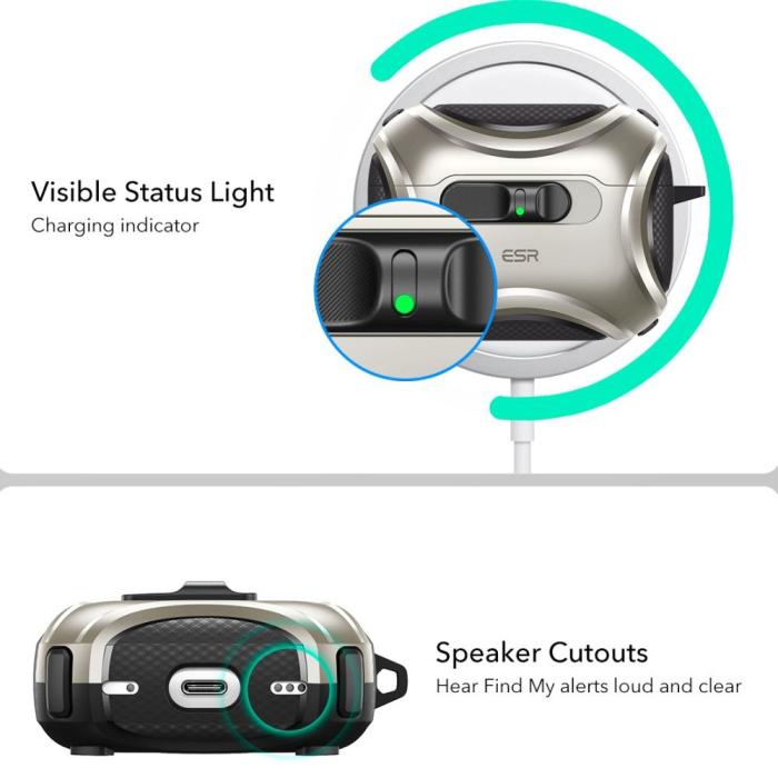 Bild 2, ESR AirPods Pro 3 Skal MagSafe Cyber FlickLock HaloLock Titanium