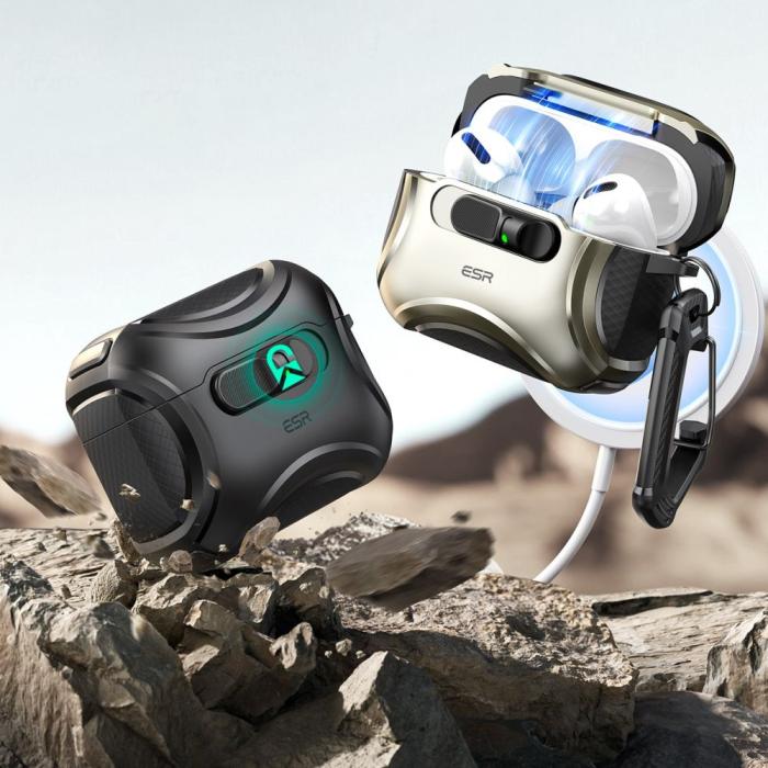Bild 4, ESR AirPods Pro 3 Skal MagSafe Cyber FlickLock HaloLock Titanium