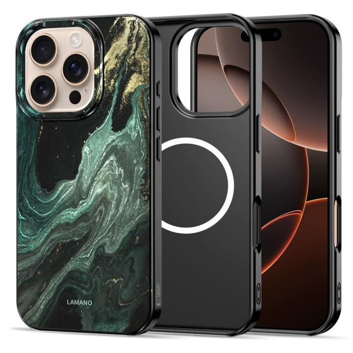 Bild 2, Tech-Protect iPhone 16 Pro Skal MagSafe Lamano Verde Aura