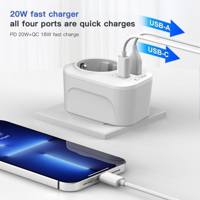 Bild 5, Tech-Protect Reseadapter US Till EU Vit