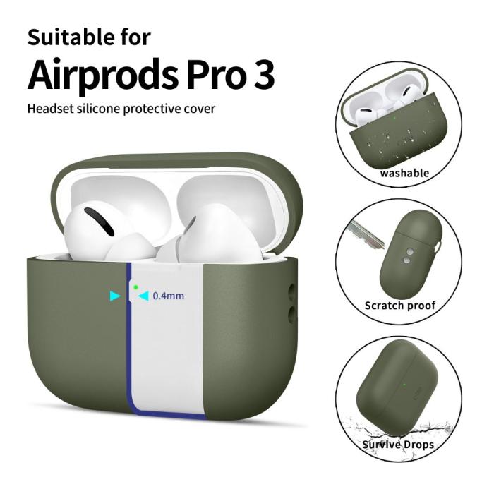Bild 4, Tech-Protect AirPods Pro 3 Skal Silicone Olive Green
