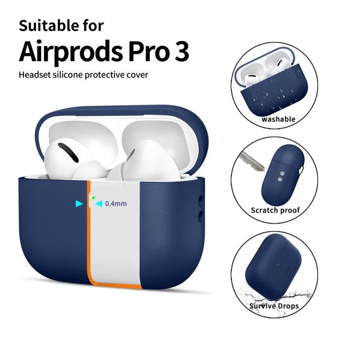 Bild 4, Tech-Protect AirPods Pro 3 Skal Silicone Navy Blue