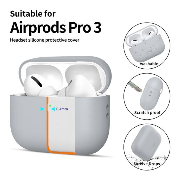 Bild 4, Tech-Protect AirPods Pro 3 Skal Silicone Crayon Grey