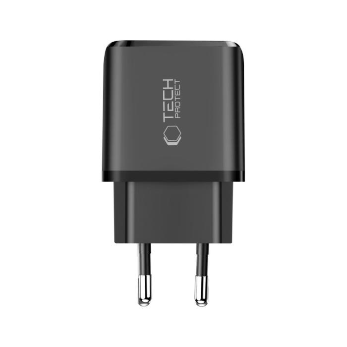 Bild 3, Tech-Protect 45W PD QC3.0 Väggladdare USB-C / USB-A Svart