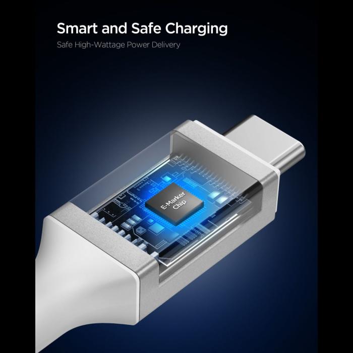 Bild 4, Spigen 1.5m 100W USB-C - USB-C Kabel Vit