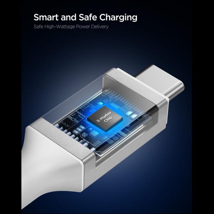 Bild 4, Spigen 1.5m 240W USB-C - USB-C Kabel Vit