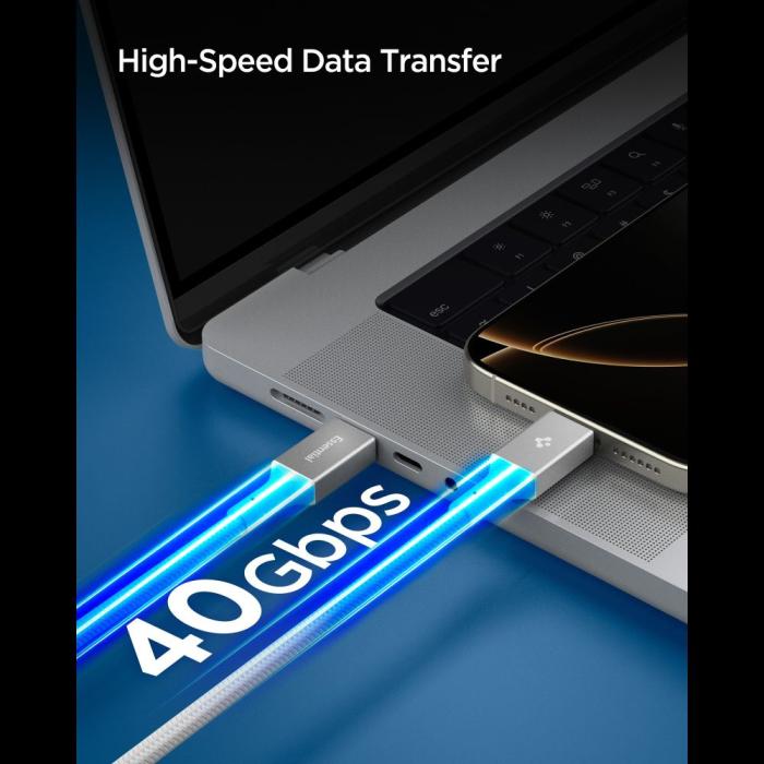 Bild 5, Spigen 1.5m 240W USB-C - USB-C Kabel Vit