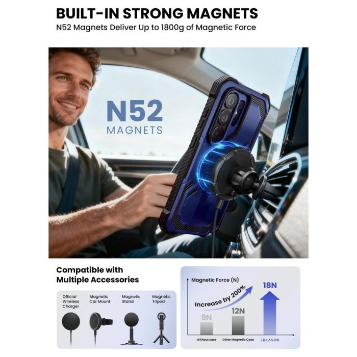 Bild 5, Supcase Galaxy S26 Ultra Skal MagSafe Iblsn ArmorBox Clip Cobalt