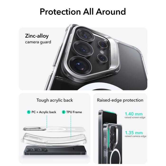 Bild 4, ESR Galaxy S26 Ultra Skal MagSafe Classic Hybrid Kickstand Transparent