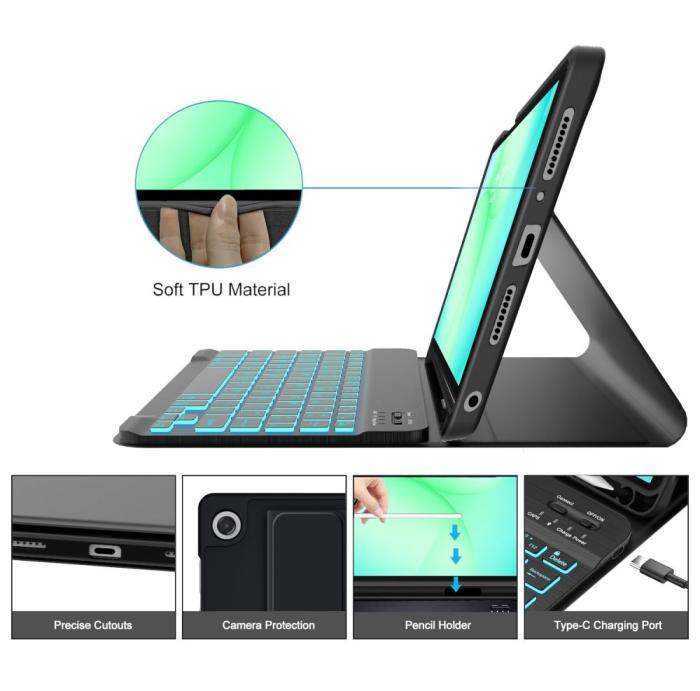 Bild 5, Tech-Protect Galaxy Tab A11 Plus/A9 Plus Fodral SC Tangentbord Svart