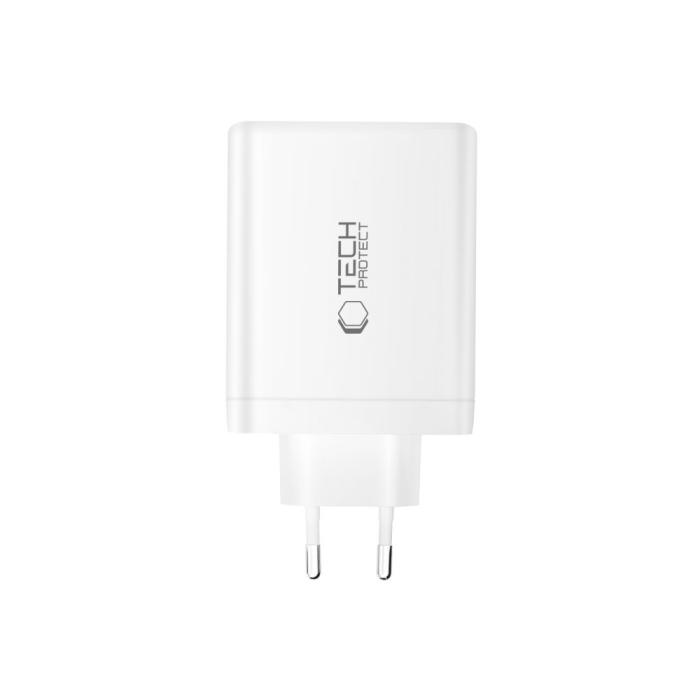 Bild 3, Tech-Protect 120W Väggladdare PD QC3.0 USB-C/USB-A Vit