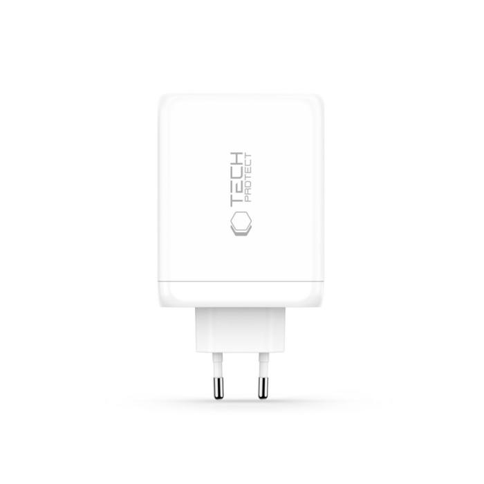 Bild 3, Tech-Protect 200W Väggladdare PD QC3.0 USB-C / USB-A Vit
