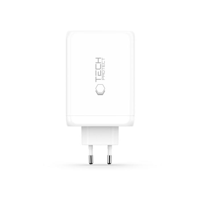 Bild 3, Tech-Protect 240W Väggladdare PD QC3.0 USB-C / USB-A Vit