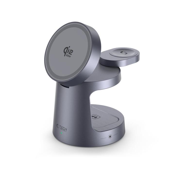 Bild 3, Tech-Protect 25W 3in1 Trådlös Magnetisk MagSafe Laddare Dark Grey