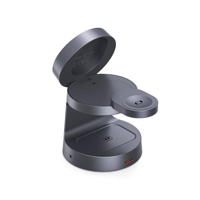 Bild 5, Tech-Protect 25W 3in1 Trådlös Magnetisk MagSafe Laddare Dark Grey