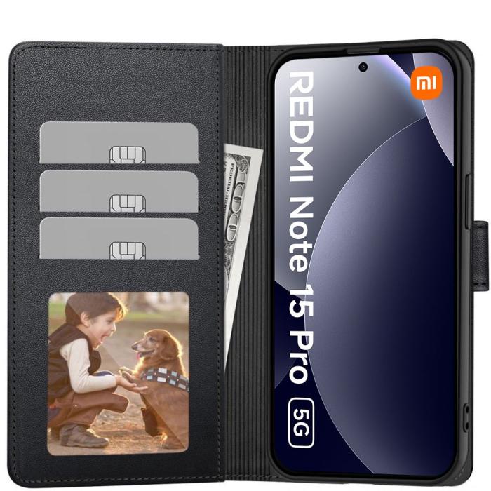 Bild 5, Tech-Protect Xiaomi Redmi Note 15 Pro 5G Fodral Läder Svart