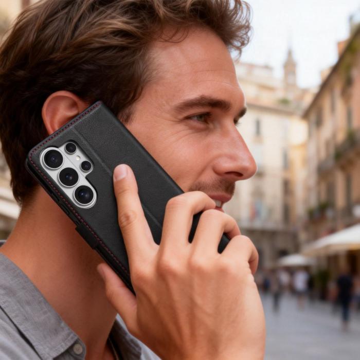 Bild 4, Tech-Protect Galaxy S26 Ultra Fodral Läder Svart / Röd