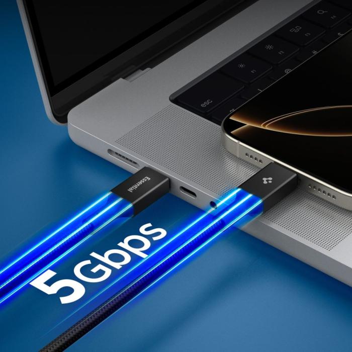 Bild 5, Spigen 1m 100W USB-C - USB-C Kabel Essential Svart