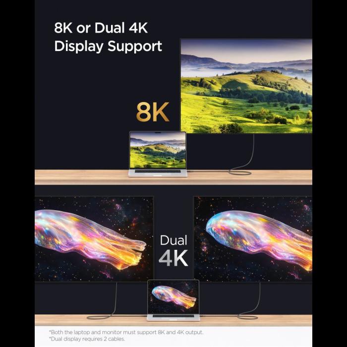 Bild 6, Spigen 1.2m 240W USB-C - USB-C Kabel Essential Svart