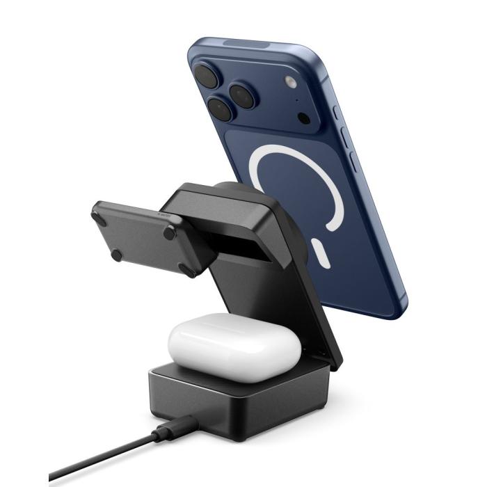 Bild 3, Spigen 25W Qi2.2 3in1 Trådlös Magnetisk MagSafe Laddare Essential Svart