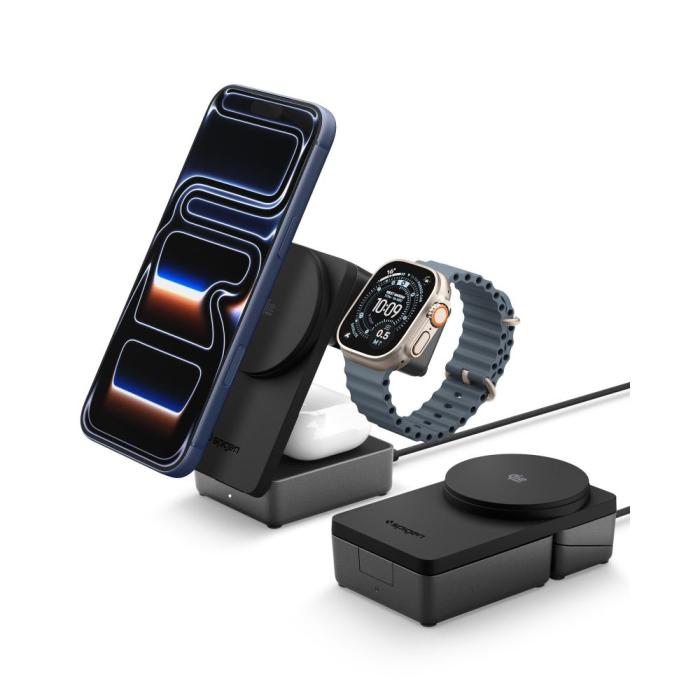 Bild 5, Spigen 25W Qi2.2 3in1 Trådlös Magnetisk MagSafe Laddare Essential Svart