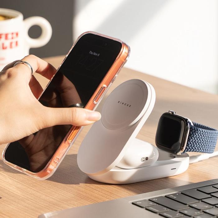 Bild 6, Ringke 25W 3in1 Trådlös Magnetisk MagSafe Laddare Vit