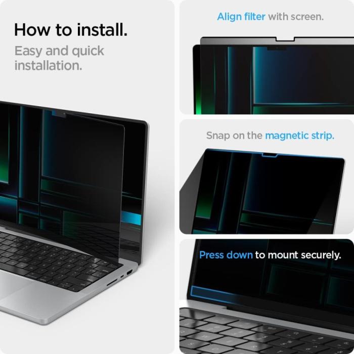 Bild 6, Spigen MacBook Pro 14 2025-2021 Skärmskydd SafeView Privacy