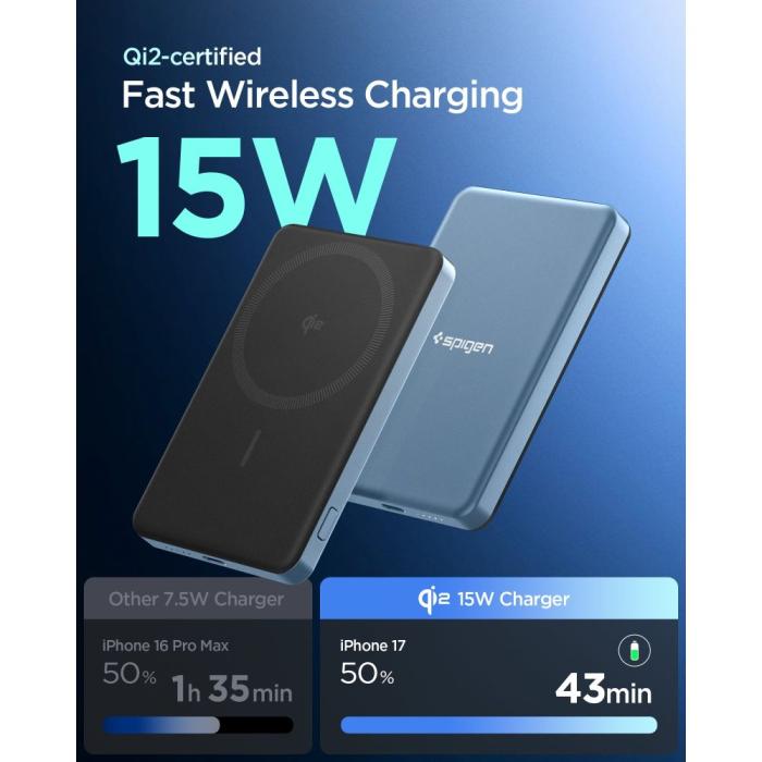 Bild 4, Spigen 5000 mAh 22.5W MagSafe Powerbank Essential Teal Blue