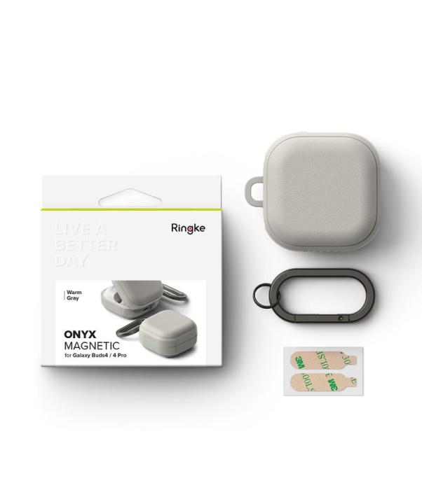 Bild 6, Ringke Galaxy Buds 4 / 4 Pro Skal MagSafe Onyx Warm Grey