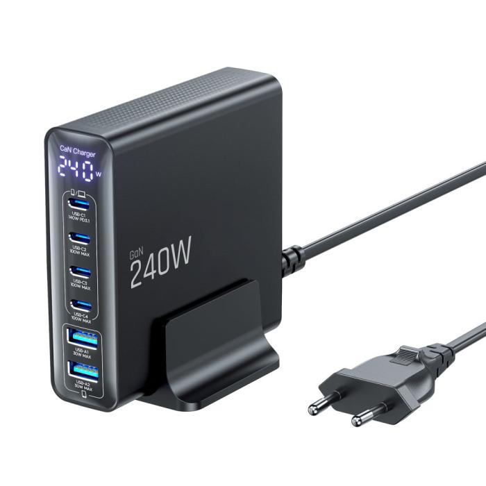 Bild 3, Tech-Protect 240W QC3.0 Laddstation USB-C / USB-A Svart