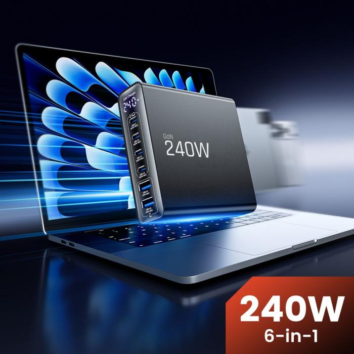 Bild 4, Tech-Protect 240W QC3.0 Laddstation USB-C / USB-A Svart