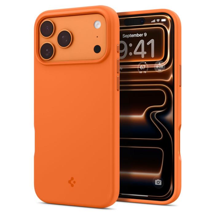 Bild 2, Spigen iPhone 17 Pro Skal MagSafe Silicone Fit Cosmic Orange