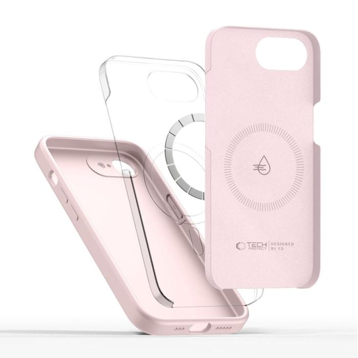 Bild 3, Tech-Protect iPhone 17e / 16e Skal MagSafe Silicone Pink Pearl