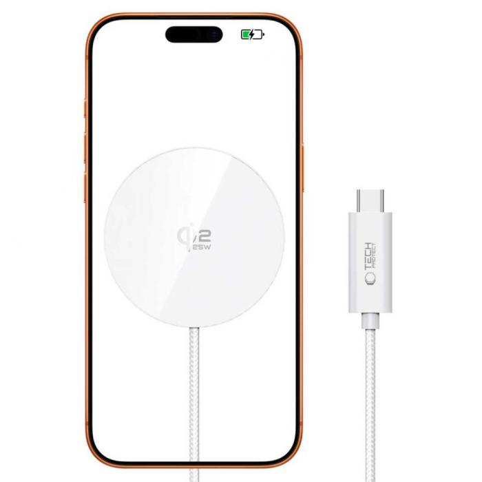 Bild 2, Tech-Protect 25W Qi2.2 Trådlös Magnetisk MagSafe Laddare Vit