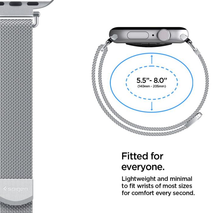 Bild 5, Spigen Apple Watch 38/40/41/42 mm Armband Milanese Silver