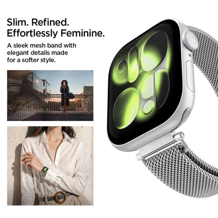 Bild 6, Spigen Apple Watch 38/40/41/42 mm Armband Milanese Silver
