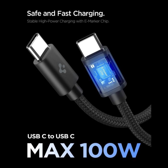 Bild 4, Spigen 45W Väggladdare Inkl. USB-C Kabel Essential Svart