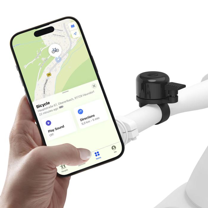 Bild 5, Hama Cykelklocka Air‑Bell Pro med Finder för Apple Find My