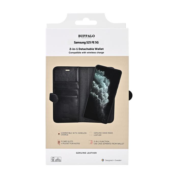 Bild 6, Buffalo Samsung Galaxy S25 FE 5G Fodral 2in1 Äkta Läder Svart
