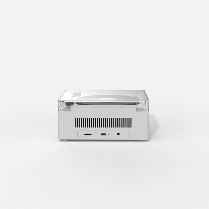 Bild 3, MOB Högtalare Väckarklocka Vinyl Retro Grå